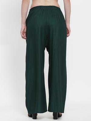 green rayon straight palazzo - 17149905 - Standard Image - 3