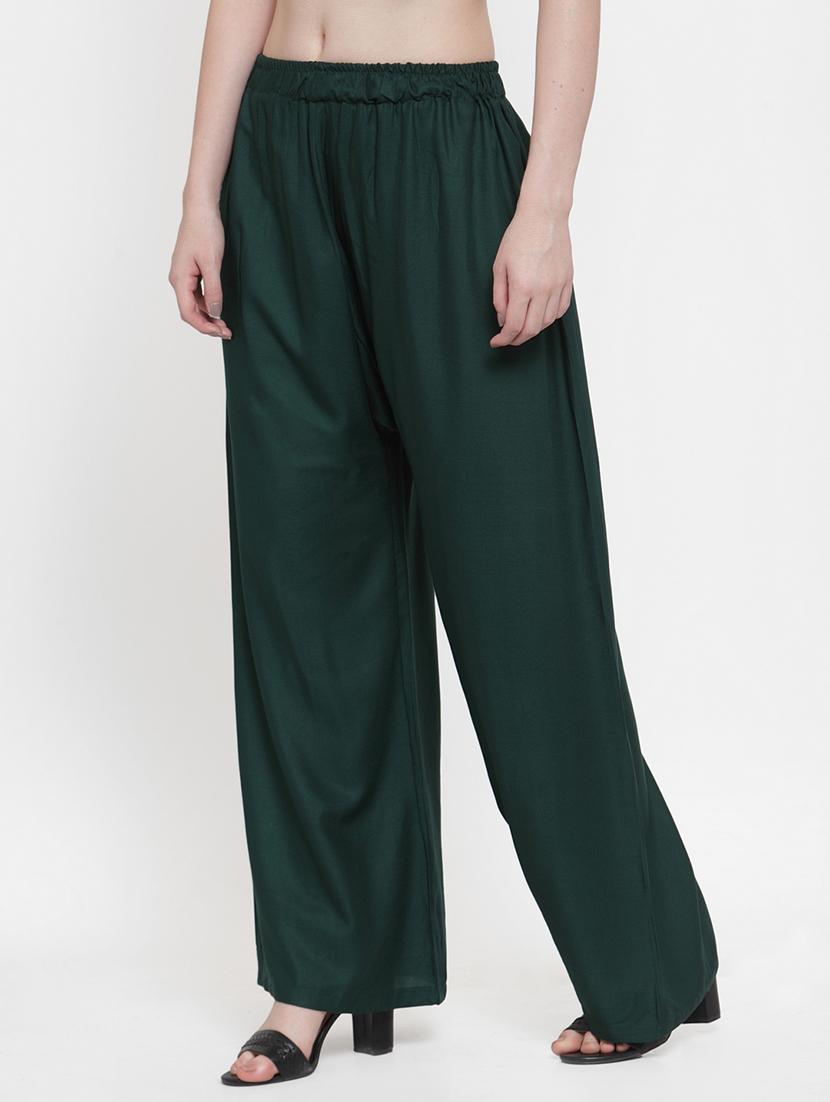 green rayon straight palazzo - 17149905 - Zoom Image - 2