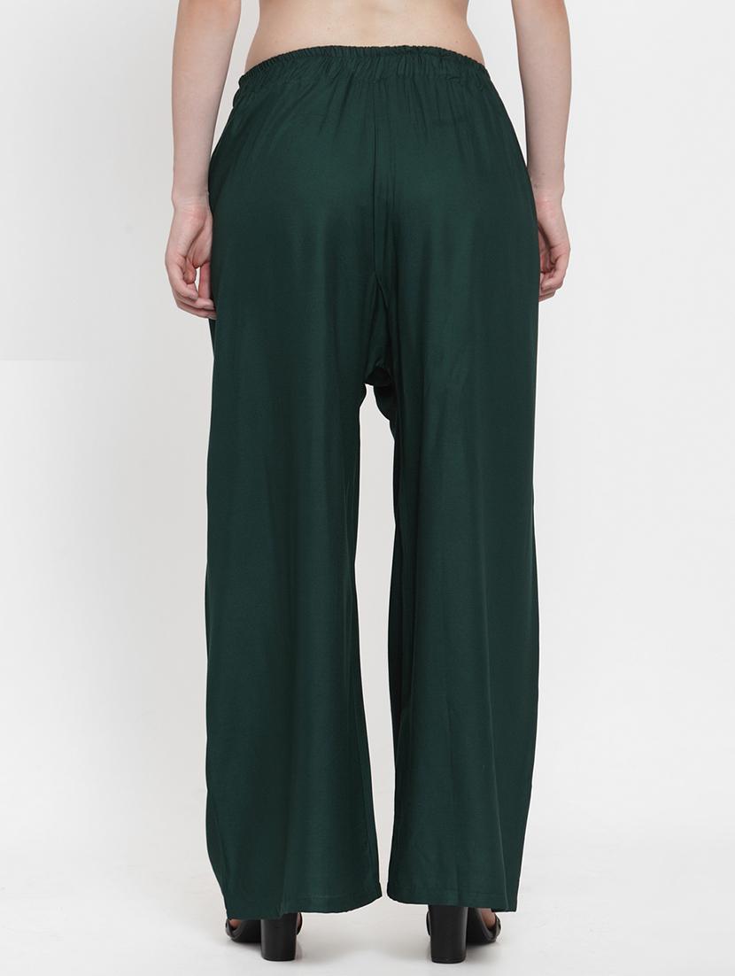 green rayon straight palazzo - 17149905 - Zoom Image - 3