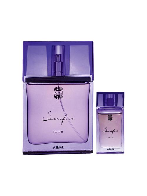 ajmal sacrifice for her edp 50ml for women and sacrifice for her cp alcohol-free attar 10ml for women + 2 parfum testers free - 17150442 - Very Small Image - 1