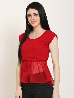 tie front peplum top - 17150604 - Standard Image - 2