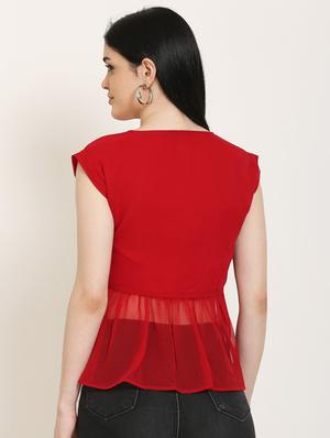 tie front peplum top - 17150604 - Standard Image - 3