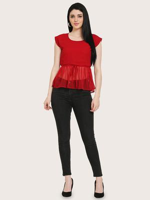 tie front peplum top - 17150604 - Standard Image - 4