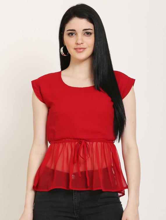 tie front peplum top - 17150604 - Zoom Image - 1
