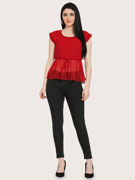 tie front peplum top - 17150604 - Zoom Image - 4