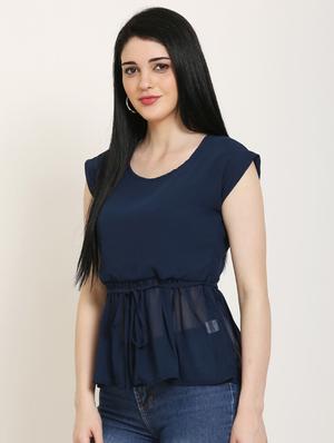 tie front peplum top - 17150605 - Standard Image - 2