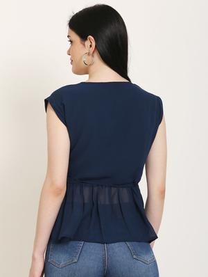tie front peplum top - 17150605 - Standard Image - 3