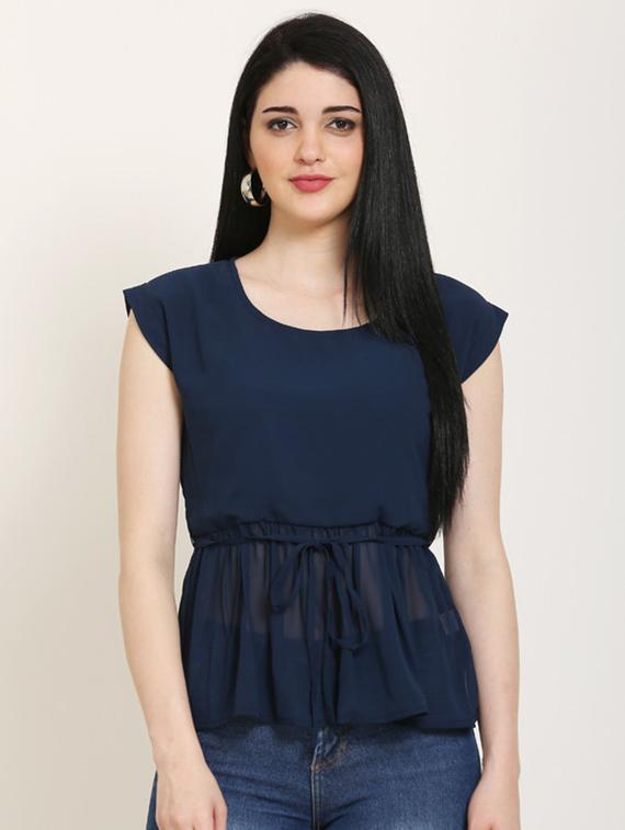 tie front peplum top - 17150605 - Zoom Image - 1