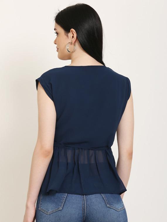 tie front peplum top - 17150605 - Zoom Image - 3