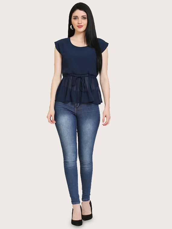 tie front peplum top - 17150605 - Zoom Image - 4