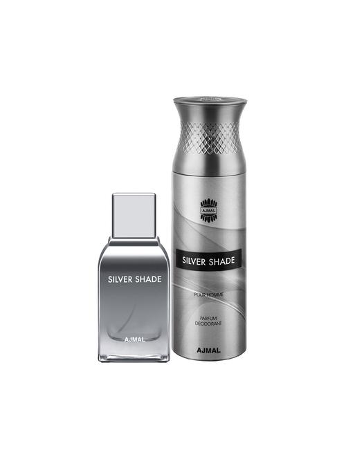 ajmal silver shade edp 100ml for men and silver shade homme deodorant 200ml for men+ 2 parfum testers free - 17150693 - Standard Image - 1