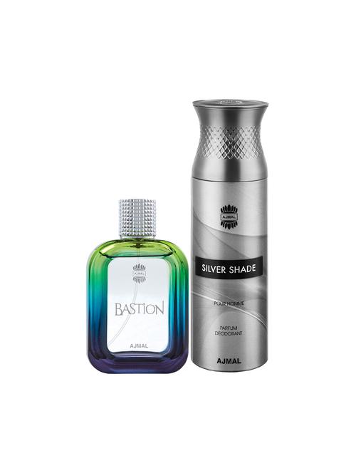 ajmal bastion edp aromatic 100ml for men and silver shade homme deodorant 200ml for men+ 2 parfum testers free - 17150705 - Standard Image - 1