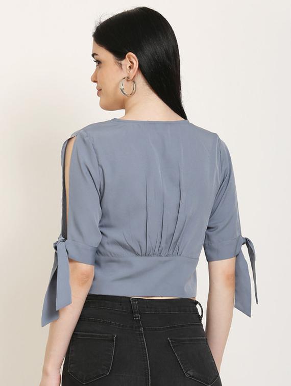 tie knot sleeves crop top - 17150739 - Zoom Image - 3