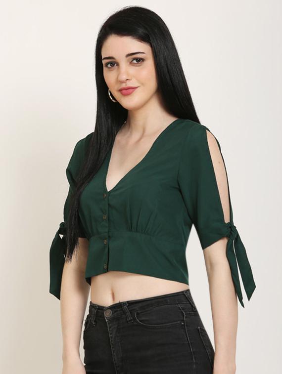 tie knot sleeves crop top - 17150740 - Zoom Image - 2