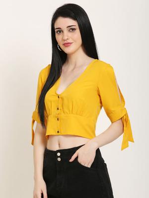 tie knot sleeves crop top - 17150742 - Standard Image - 2