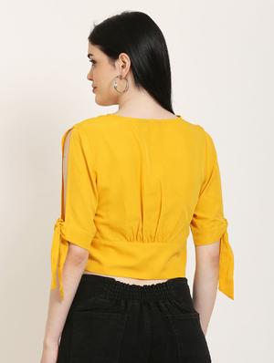 tie knot sleeves crop top - 17150742 - Standard Image - 3