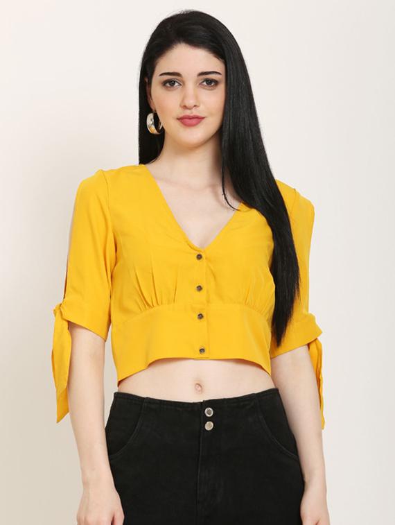 tie knot sleeves crop top - 17150742 - Zoom Image - 1