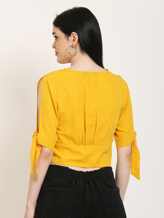 tie knot sleeves crop top - 17150742 - Zoom Image - 3