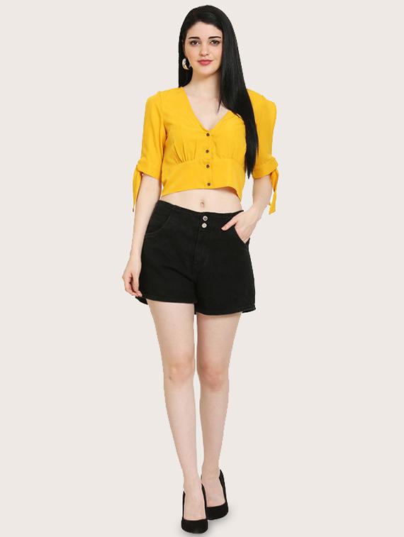 tie knot sleeves crop top - 17150742 - Zoom Image - 4