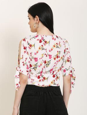 tie knot sleeves crop top - 17150743 - Standard Image - 3