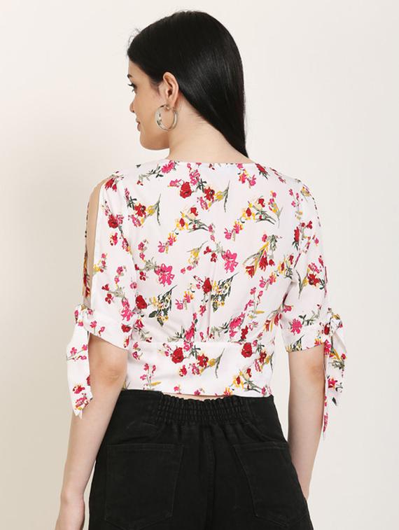 tie knot sleeves crop top - 17150743 - Zoom Image - 3