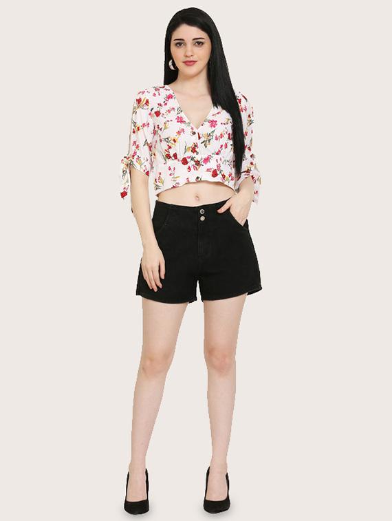 tie knot sleeves crop top - 17150743 - Zoom Image - 4