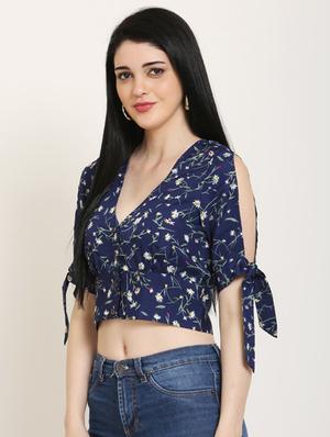 tie knot sleeves crop top - 17150744 - Standard Image - 2
