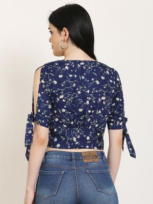 tie knot sleeves crop top - 17150744 - Standard Image - 3