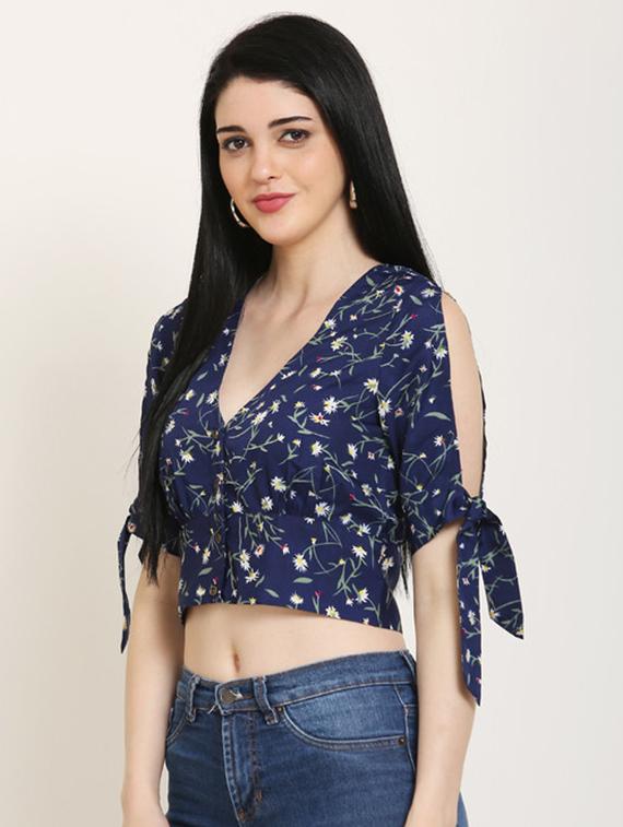 tie knot sleeves crop top - 17150744 - Zoom Image - 2