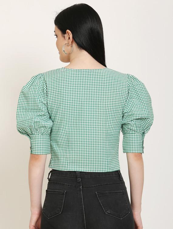 puff sleeves gingham top - 17150747 - Zoom Image - 3