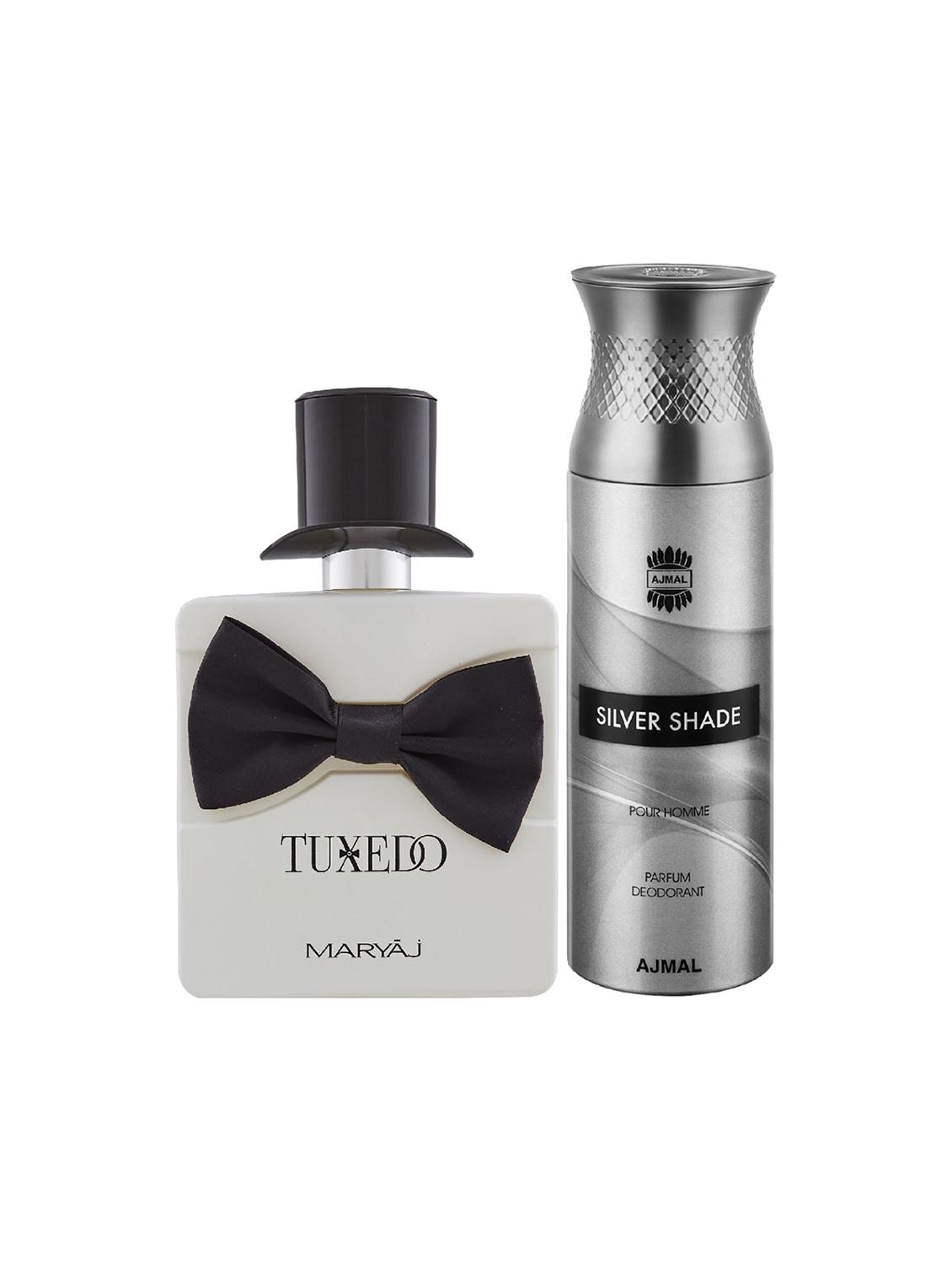 maryaj tuxedo edp spicy 100ml for men and ajmal silver shade homme deodorant 200ml for men + 2 parfum testers free - 17151089 - Zoom Image - 1