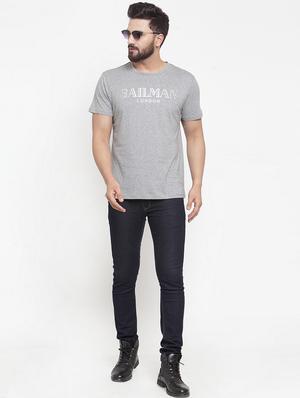 grey chest print t-shirt - 17151173 - Standard Image - 4