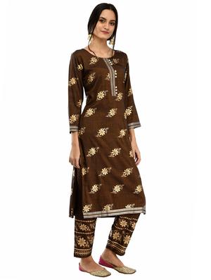 gold print kurta palazzo set - 17151277 - Standard Image - 2