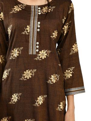 gold print kurta palazzo set - 17151277 - Standard Image - 4