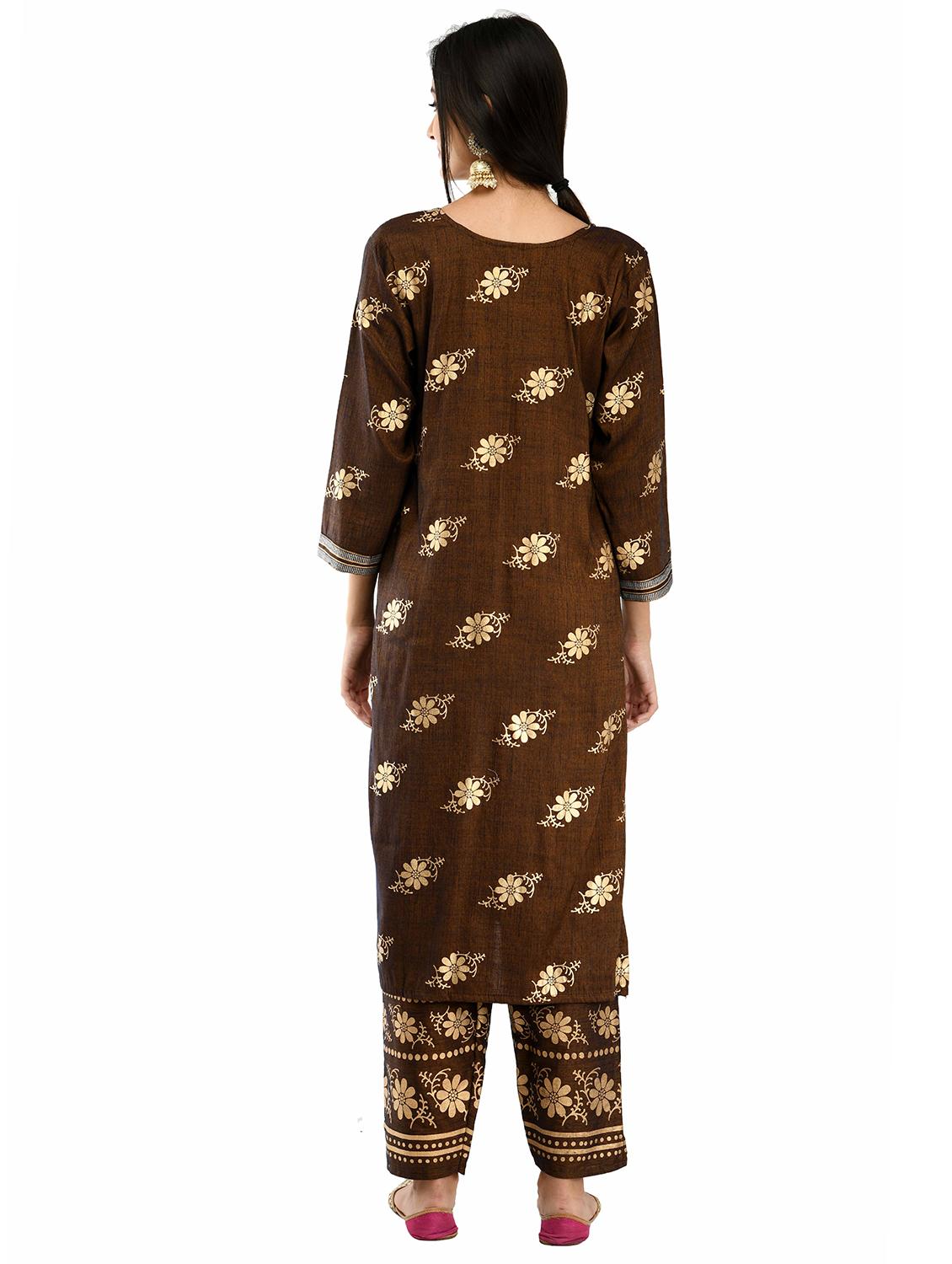 gold print kurta palazzo set - 17151277 - Zoom Image - 3