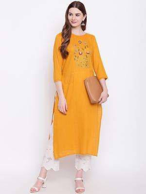 embroidered straight kurta - 17151745 - Standard Image - 4