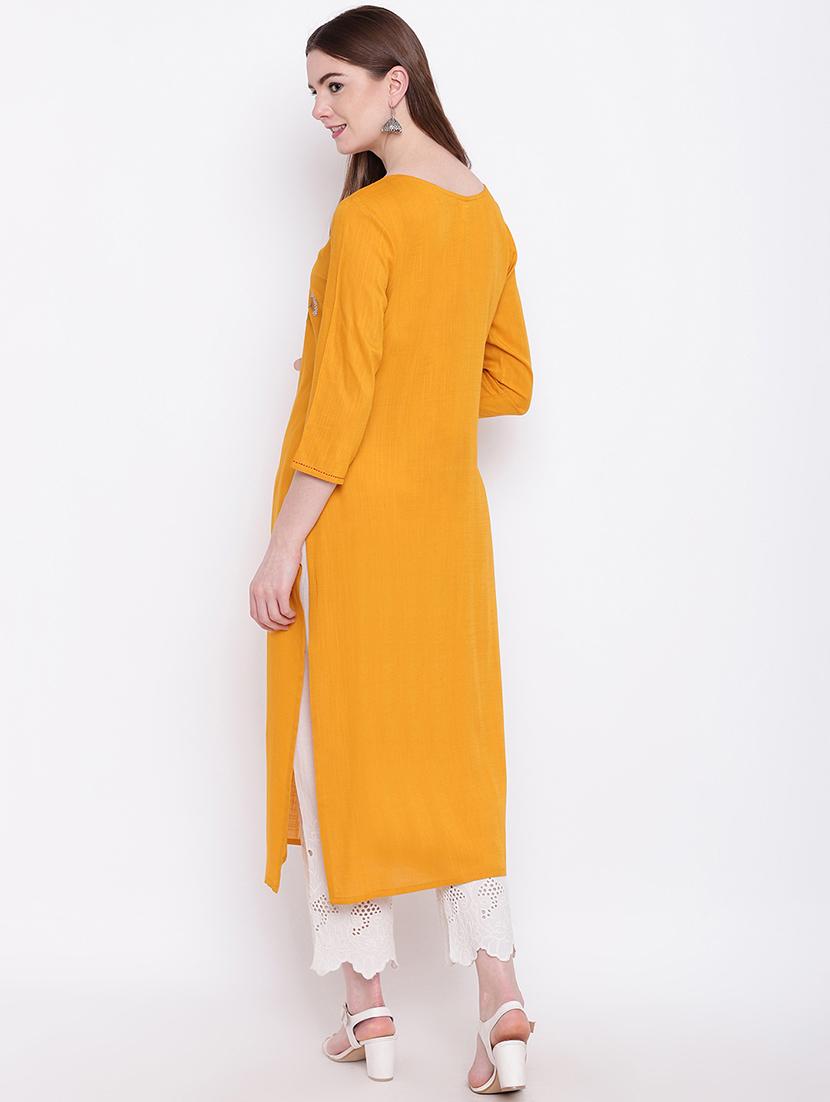 embroidered straight kurta - 17151745 - Zoom Image - 3