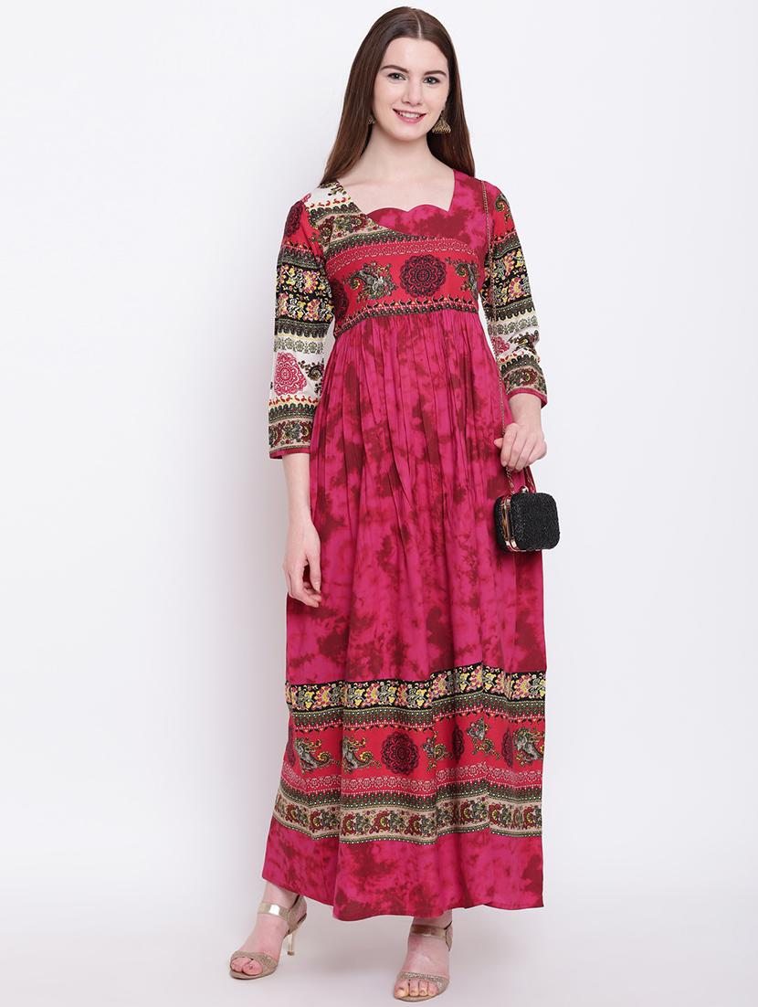 printed flared kurta - 17151757 - Zoom Image - 4