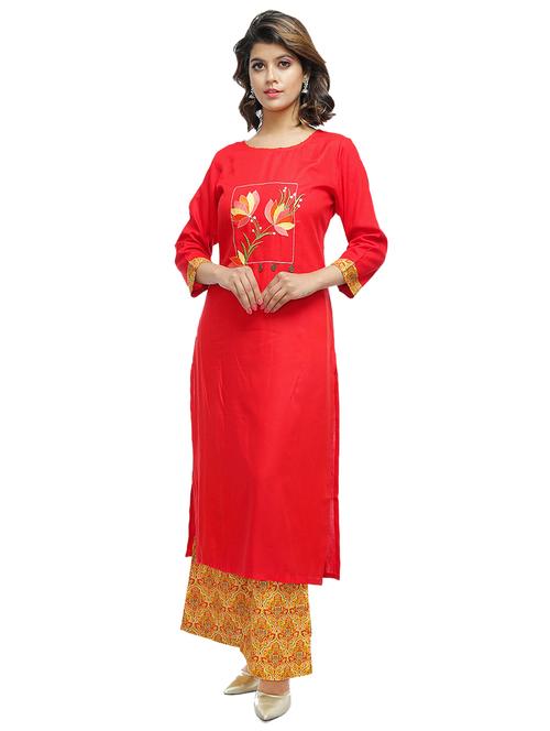 embroidered kurta palazzo set - 17151827 - Standard Image - 1