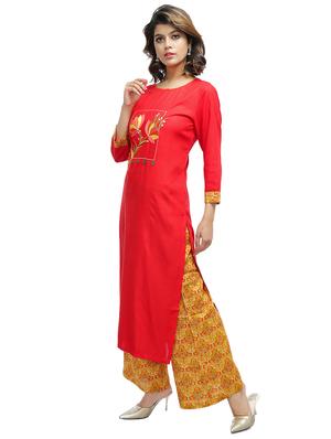 embroidered kurta palazzo set - 17151827 - Standard Image - 2