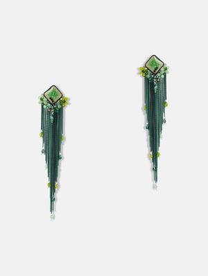 green metal drop earring - 17151988 - Standard Image - 2