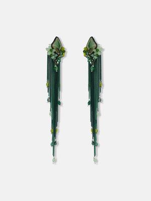 green metal drop earring - 17151988 - Standard Image - 3
