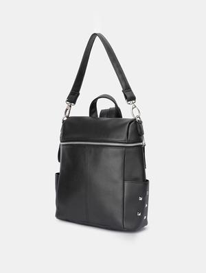 black leatherette (pu) fashion backpack - 17152369 - Standard Image - 4