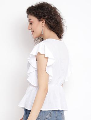 frilled sleeves embroidered top - 17152507 - Standard Image - 3