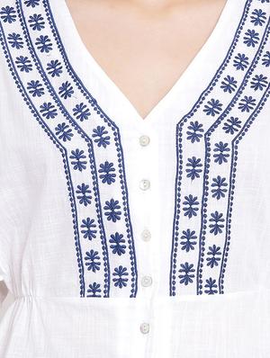 frilled sleeves embroidered top - 17152507 - Standard Image - 5