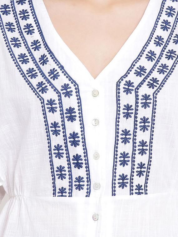 frilled sleeves embroidered top - 17152507 - Zoom Image - 5