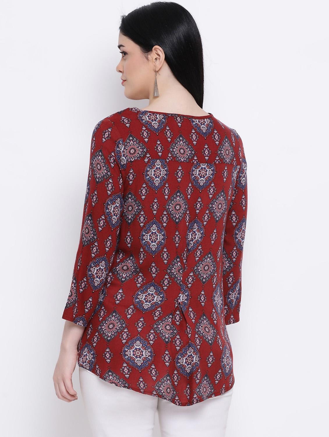 keyhole neck printed top - 17152510 - Zoom Image - 3
