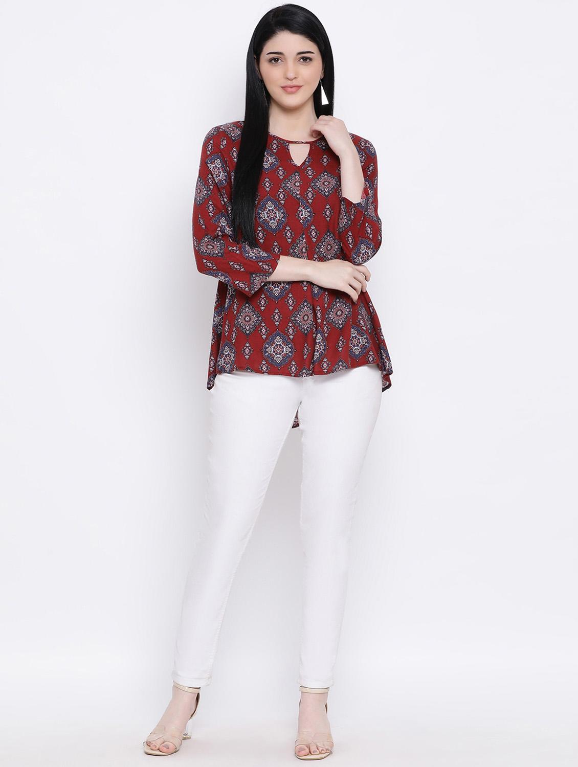 keyhole neck printed top - 17152510 - Zoom Image - 4