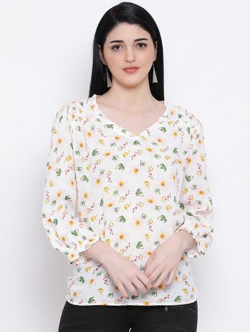 v neck floral top - 17152517 - Very Small Image - 1