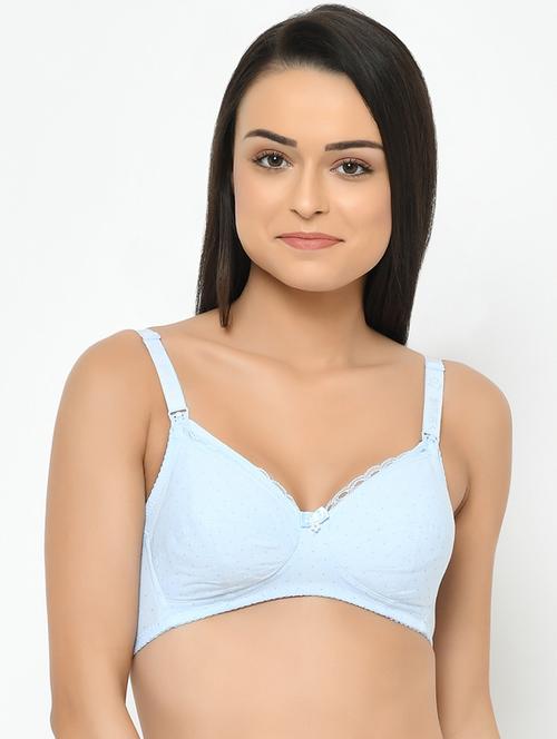 blue cotton maternitynursing bra - 17152571 - Standard Image - 1